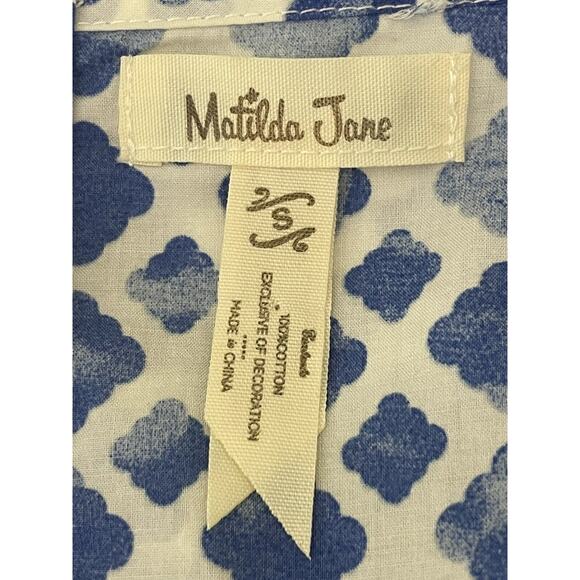 Matilda Jane Adventure Begins Womens Wandering Waters Top Blue Smocked Small - Picture 9 of 12